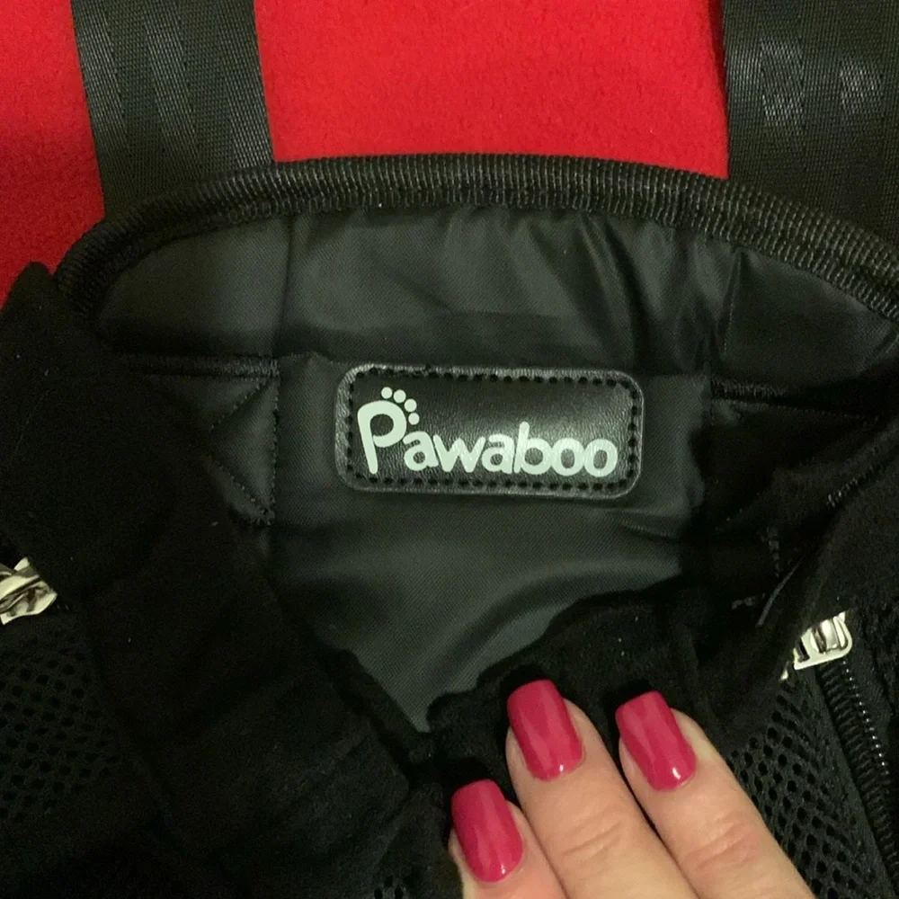Pawaboo Black Pet Carrier with Side Zippers and Adjustable Straps
